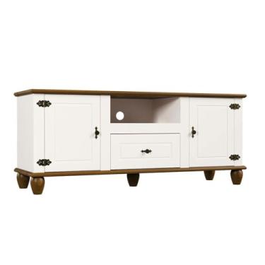 Imagem de Rack Tv Retrô 2 Portas 1 Gaveta Off White/Nogueira
