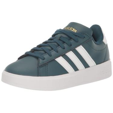 Imagem de adidas Tênis feminino Grand Court Cloudfoam Lifestyle Comfort, Arctic Night/branco/dourado metálico, 5