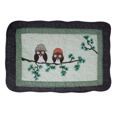 Imagem de Tapete Patchwork De Corujinha 100% Algodão 61x42 cm