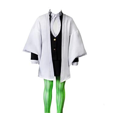 Imagem de Teilwenl Kids Mitsuri Cosplay Costume for Girls Mitsuri Outfit Kimono Mitsuri Kanroji Uniform