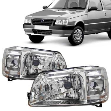 Imagem de Par Farol Fiat Uno Mille Fire Lado Direito e Lado Esquedo Economy Fiorino Cromado