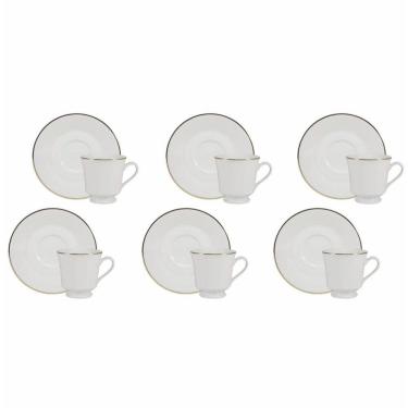 Imagem de Conjunto de Xícara de Chá com Pires 06 Peças Itamaraty Ouro Schmidt