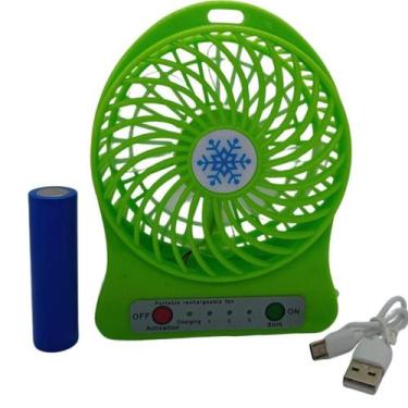 Imagem de Mini Ventilador De Mesa Com Bateria Recarregável Verde - Portable Fan