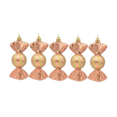 Imagem de harayaa 5x Enfeites de Bola de Natal Doces, Decoração de Pingentes de Charme, Enfeites Pendurados de Árvore de Natal para Quintal Guirlanda Ano Novo, Rosa Ouro