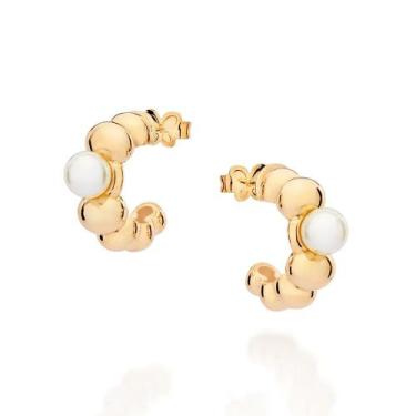 Imagem de Brincos rommanel banhado ouro 3x 24k 18k e 22k feminino pequena meia a
