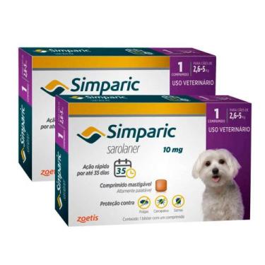 Imagem de Kit 2 Simparic 10mg para Cães de 2,6 a 5kg com 1 Comprimido Mastigável
