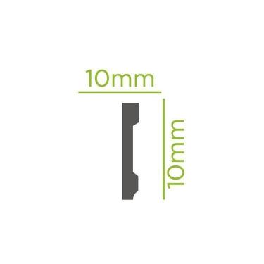 Imagem de Kit com 5 Barras Rodapé de Poliestireno Slim 10cm X 10mm Liso 12m Branco