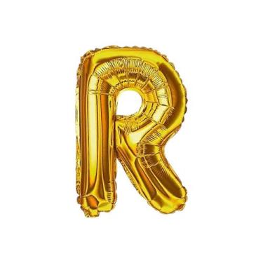 Imagem de Balão Metalizado Dourado Letra Decoração Festa 55 cm  - Alia, Letra R