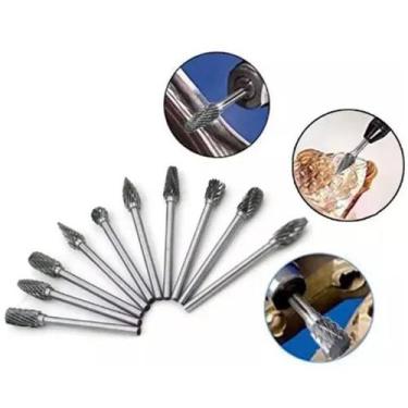 Imagem de Kit Jogo 10 Fresas Metal Duro 1/8 Lima Rotativa - Innov Tools