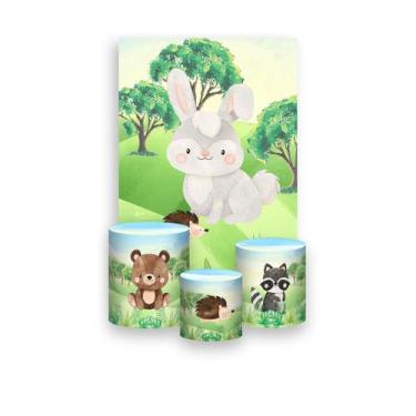 Imagem de Painel De Festa Vertical 1,50 x 2,20 + Trio De Capas Cilindro - Bosque