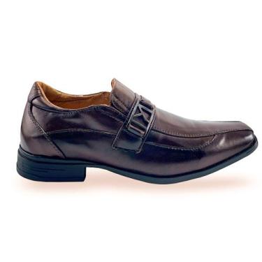 Imagem de Sapato Social Masculino em Couro Cor Marrom Detalhes nas Laterais do C