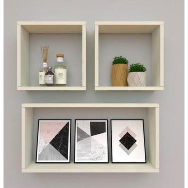 Imagem de Kit com 3 nichos decoração para Quarto Nude Retangular - Móveis Novo E