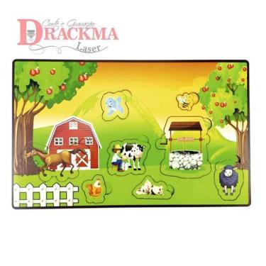Imagem de Jogo de encaixe animais fazendinha pedagógico colorido - Drackma