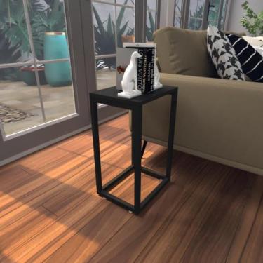 Imagem de Mesa lateral preta aparador de sofa sala mesa lateral cama - BeB