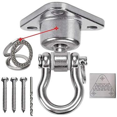 Imagem de Hastes de balanço de rolamento silencioso 9M, gancho giratório de 1800° + 360°, capacidade de 1500lb de aço inoxidável para conjunto de rotação de madeira de concreto para yoga, rede de cadeira, saco de perfuração, conjunto de balanço de varanda