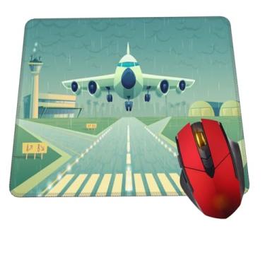 Imagem de Tapete de rato branco avião pista de avião tapete de rato para mesa base de borracha antiderrapante tapetes quadrados para jogos tapete de rato tapete de rato para computador casa escritório