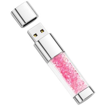 Imagem de Pen Drive USB 64 GB, BorlterClamp Cute Pink Crystal Thumb Drive Novidade Pen Drive Memory Stick