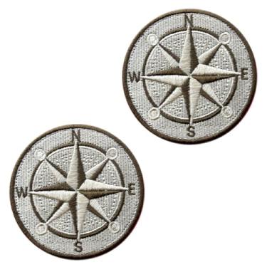 Imagem de 2 peças de remendo de bandeira de bússola, apliques totalmente bordados, laço tático e gancho, emblema de bandeira militar engraçado para mochilas, roupas, jaqueta, colete, bolsas, jeans, bonés,