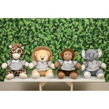 Imagem de Kit de Pelucia Safári Provence Leão, Elefante, Macaco E Girafa 15 Cm (CINZA)