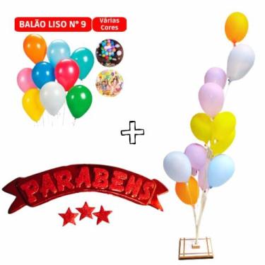 Imagem de Suporte Pega balão 12 Hastes + Plaquinha (parabéns) - Usina de arte, V