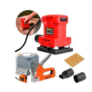 Imagem de Lixadeira Orbital Madeira + Kit Marceneiro Grampeador Schulz, 220V
