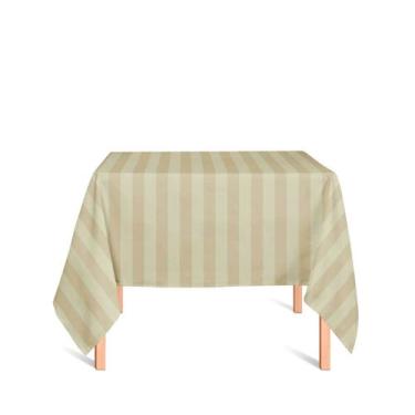 Imagem de Toalha de Mesa Quadrada em Tecido Jacquard Pérola Listrado Tradicional
