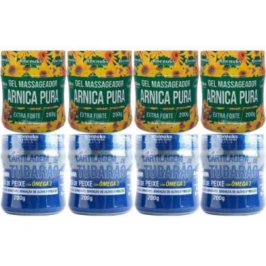 Imagem de Kit 4 Gel Arnica Pura + 4 Gel Cartilagem de Tubarão Ômega 3 - Rhenuks