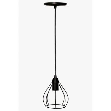 Imagem de Pendente Aramado Mini Lampião Preto Fosco 16cm 1X E27 - ADM - ADM247