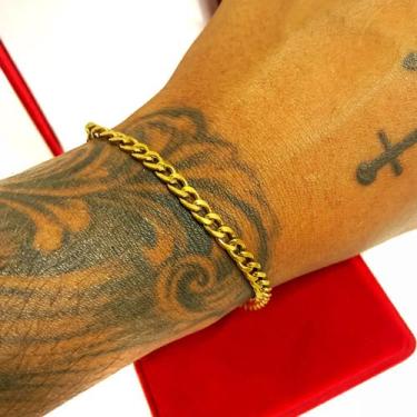 Imagem de Pulseira Masculina Grumet 4mm Bracelete Banhada Ouro 18k - Azmar SemiJ