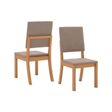 Imagem de Cadeira Sala de Jantar Mila Kit 2 Un Nature/Veludo Light Marrom Amêndo
