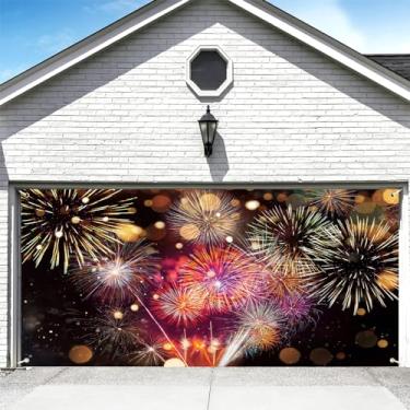 Imagem de DORCEV 2,1 x 4,9 m linda capa de banner de porta de garagem feliz ano novo 2025 cenário de fotografia colorido borrado bokeh fogos de artifício celebração de ano novo contagem regressiva para