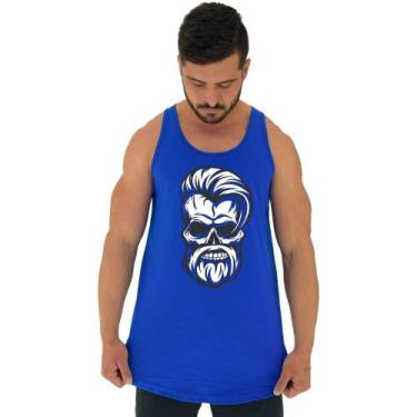Imagem de Regata Longline Estampada Masculina MXD Conceito Caveira Style, Azul, 