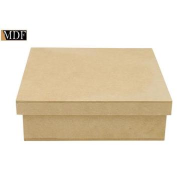Imagem de Caixa Quadrada Tampa de Sapato 20x20x8 Mdf Madeira - ATACADÃO DO ARTES