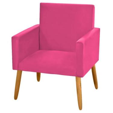 Imagem de Poltrona Cadeira Decorativa Para Sala Quarto Recepção Sintético Rosa P