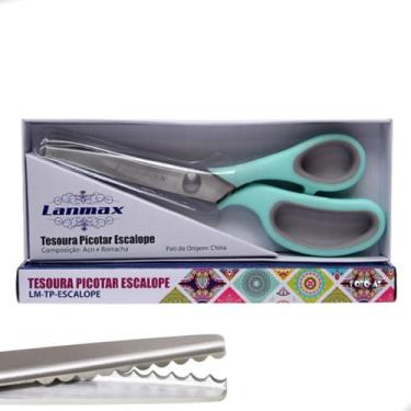 Imagem de Tesoura Escalope Profissional P/ Artesanato Tecido - Lanmax, Azul