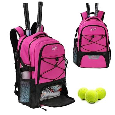 Imagem de WOLT |Bolsa de Tênis Mochila de Tênis para Mulheres Homens-Bolsa Grande para Raquetes de Tênis Comporta 2 Raquetes com Compartimento para Sapatos Ventilado|Bolsas de Pickleball para Mulheres|Terno Par