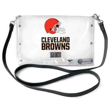 Imagem de NFL Cleveland Browns bolsa envelope transparente amigável ao estádio com corrente de metal e logotipo do time, cor do time, tamanho único