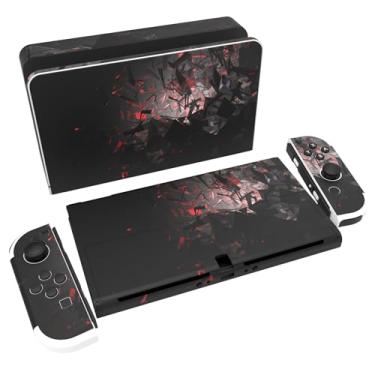 Imagem de PlayVital Conjunto completo de adesivos de proteção para Nintendo Switch OLED, capas de decalque de vinil personalizadas para console Switch OLED e Joycon e Dock & Grip - Espaço fragmentado