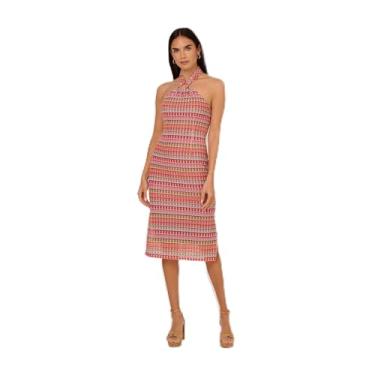 Imagem de Adrianna Papell Vestido midi feminino de crochê frente única, Roxo multi, 42