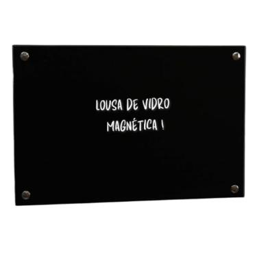 Imagem de Lousa de vidro magnética preta 80x60 cm organização diária quadro de avisos