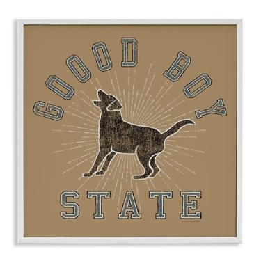 Imagem de Stupell Industries Arte de parede giclée emoldurada vintage Good Boy State por Spirit Animals/Life Is High, moldura branca, 30,5 x 30,5 cm