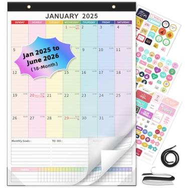 Imagem de Ospelelf Calendário magnético 2025-2026 calendário de parede 30 cm x 43 cm calendário de mesa calendário de 18 meses para geladeira, use janeiro de 2025 a junho de 2026