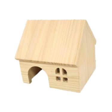 Imagem de Generic Hamster Wood House Wood Habitat Hitat Hideaway Hideaway Supplies Wooden Toy Pet House para Lemmings Gerbils Ratos Hamsters Sírios, S