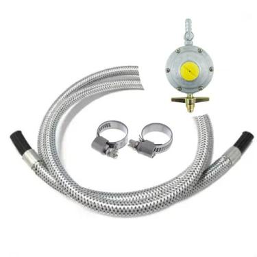 Imagem de Kit Regulador 506/01 Gás 2kg Aliança+1,5m Mang Metal + Abraç - Hidroga