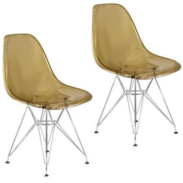 Imagem de Kit 2 Cadeiras Eames Cristal Transparente Eiffel Base Metal Cromado Co