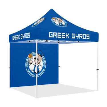Imagem de Barraca Gyros, tenda de dossel para uso externo resistente 25,4 x 25,4 cm, giro grego temático comercial, tenda para fornecedor de alimentos para negócios pop up market gyros sanduíches advertising dossel com 1 parede lateral