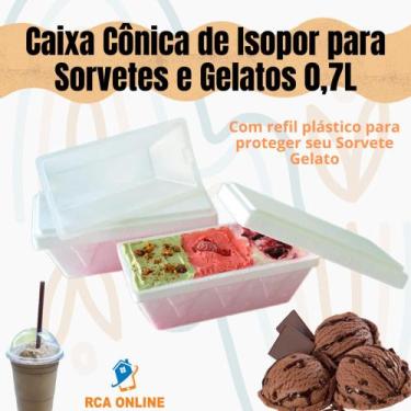 Imagem de 5 Caixas Cônicas De Isopor Eps 0,7 Litros Para Sorvetes e Gelatos - Mu