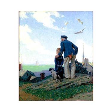 Imagem de JZSDGB Norman Rockwell Prints-Canvas Print Wall Art Famous Painting-'The Stayathomes'Art Reprodução Canvas Picture Posters - para decoração de parede de sala de estar 50 x 65 cm (19 x 26 pol) sem