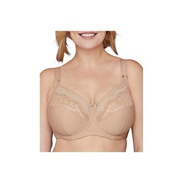 Imagem de Bramour by Glamorise Sutiã feminino de renda transparente plus size com aro e aro nas costas #7004, Nude., 42D