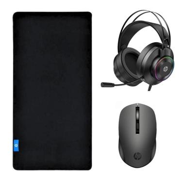 Imagem de Kit Mouse Pad Speed Gamer + Mouse Óptico sem Fio + Headset 7.1 - HP